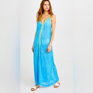 Pitusa Blue Swim Coverup with Spaghetti Straps and V-Neckline